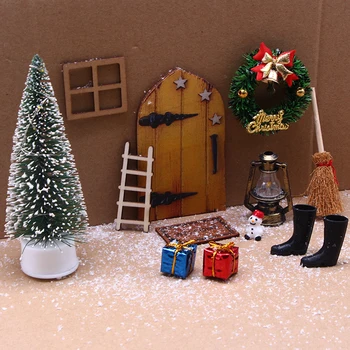12 kom. lutkine Elf Vrata DIY Dekoracije Božićno Mala Scena Model Večernje Potrepštine Rekvizite Minijaturni lutkine Božićni Ukrasi