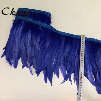 2 metra Royal Plavi Pijetao pero Trim Visina 8-10 cm coque piletina Perje za DIY vjenčanicu Šivaći Pribor Traka