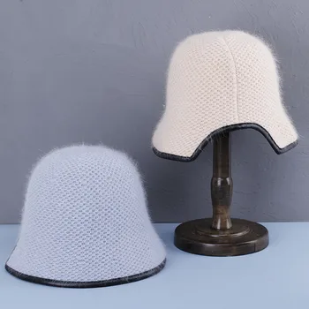 2022 Nove Jesensko-zimske Tople ženske kape-kante s кроличьим krznom, modni Panama, Kape, Viziri, Sklopivi kapa sa stražnjim rupom, kapu