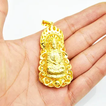 24K Zlatni Boja Privjesak Ogrlica Blještavo Klesanog Privjesak Indijski Budistički Buddha za DIY Ovjes Ovjes Nakit Besplatna Dostava