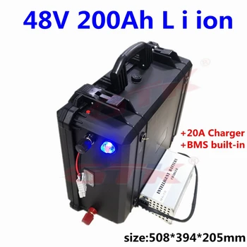 48 U 200AH ionska baterija vodootporan ionska baterija s bms za rv brod inverter ecooter sunčana kolica za golf + 20A Punjač
