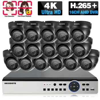 4K Ultra HD DVR 16CH Skladište Sigurnosni Sustav za Kućno video Nadzor Komplet Kamere za Nadzor 8MP AHD Dome Komplet za video Nadzor P2P DVR 8CH Kit
