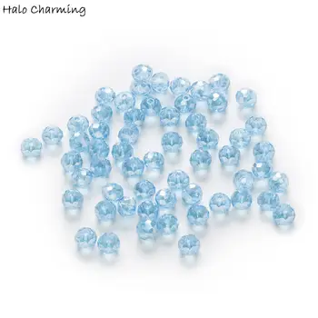 50 Kom Jezero Plavi AB Boja Kristalno Staklo Rondelle Kvarc Cut-Perle Za Izradu Narukvica Ručno izrađene Ogrlice DIY 4-8 mm