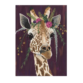 5D pintura de diamante redondo animal jirafa bordado de diamantes punto de cruz mosaico decoración del hogar