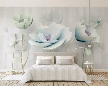 beibehang papel de parede Individualne 2019 prekrasne nove 3d reljefni cvijeće plavi svježe pozadina od drveta desktop behang