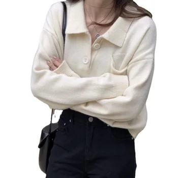 Bijeli Pulover, Džemper, ženski jesen starinski soft pletene top s низом, moderan džemper, ženski veste