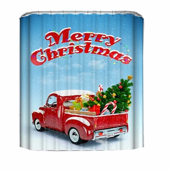 Božićni Poklon Zavjesa Za Kupaonicu Za Dekor Kupatila Crveni Auto Zavjese Za Tuširanje
