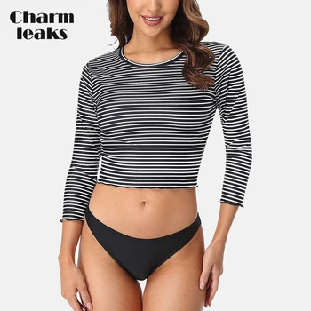 Charmleaks Ženski Kupaći kostim iz dva dijela, Majice za kupanje dugi rukav, Zaštita Od Ožiljaka UPF 50 + Bikini Bottom
