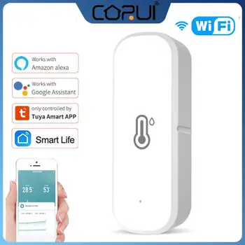 CORUI WIFI/Zigbee Inteligentni Senzor temperature i vlažnosti Tuya Smart Life Program Daljinski Upravljač sa Napajanjem Iz Baterije, Za Alexa, Google Home