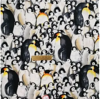 Crtani Pingvini 100% Pamučna Tkanina za Odjeću za Male Dječake domaće Tekstilne Presvlake za Jastuke Zavjese DIY 105 cm Širina-BL096