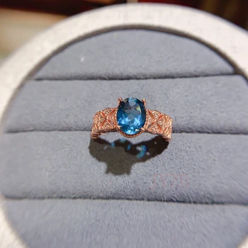 Dizajn nakit, prsten od srebra za žene s plavi topaz, poklon za Valentinovo, stranka za djevojčice