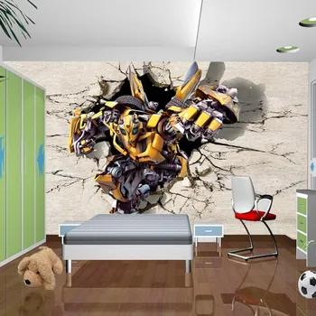 Dječja soba dječak hostel 3D stereo animacija TV pozadina zidno slikarstvo prilagođene veličine automobila karakter žuta