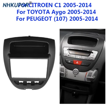 Dvostruki 2 Din autoradija Okvir za Toyota Aygo Citroen C1, Peugeot 107 2005-2014 Fascije Crtica Komplet DVD Ploča Nadzorna Ploča Stereo Poklopac