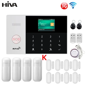 HIVA 3G Wifi Alarm 433 Mhz Osnovna Sigurnosna Sigurnost sa Senzorima Pokreta Daljinski Upravljač 11 Jezika Kit Bežični Alarm