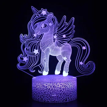 Jednorog Serije 3D noćno svjetlo Osjetljiv na Daljinski Upravljač Šarene Lampe za Kreativni Dar Svjetlo za Spavaće sobe noćna Svjetla Dječji Dar