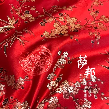 Kvalitetna crvena bamboo tkanina od жаккардовой brokata u stilu bambusa za kaput, stolnjaci, jastuci, kostima, presvlake, пэчворка po metara
