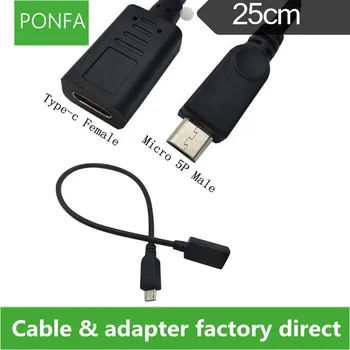 Micro-USB 2.0 Priključak USB-C, USB 3.1 Type C Ženski Produžni Kabel za prijenos podataka za Mac book Tablet Mobilni Telefon