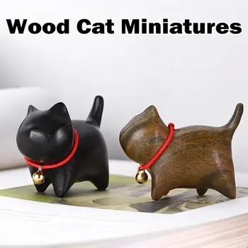 Mini Prirodno Drvo, Mačka Pas Minijature Ručno izrađene Drvene Figurice Soba Štene Pribor Nakit Mače Home Dekor Y6X6