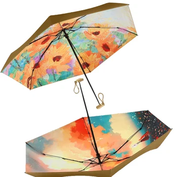 Mini Suncobrani Od Kiše Anti UV 6 Sklopivi Kišobran Ženski krema Za Paraguas Prijenosni Prometni Mali Сомбрилла Modni Džepni Kišobran