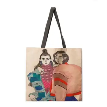 Moderna djevojka lanena tkanina svakodnevni torba-тоут sklopivi shopping bag reusable plaža torba ženska torba preko ramena
