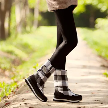 Modni srednje čizme, zimske cipele u škotskom stilu, zimske cipele, srednje čizme, pamuk, čizme, kratke čizme, ženske