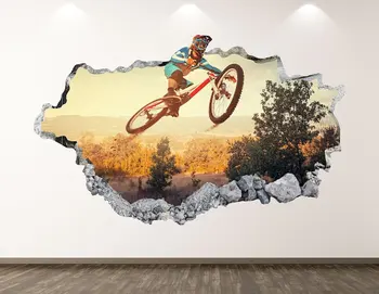 Naljepnica Na Zidu s Biciklom Križa - Skakanje 3D Razbili Zidni Umjetnička Oznaka Dekor Dječje Sobe Vinil Home Plakat Na Red Poklon KD209
