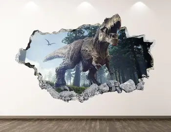 Naljepnica na zidu s Dinosaura - T-Rex 3D Razbili Zidni Umjetnička Oznaka Dekor Dječje Sobe Vinil Home Plakat Na Red Poklon KD176