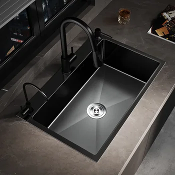 Nano-sudoper od plemenitog čelika s jednim utorom, утолщенная ručno, sudoper ispod sudopera, skup mješalica za umivaonik
