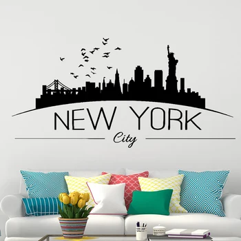 Natpis na zidu u New Yorku, Kip horizonta, dekoracija Spavaće sobe, Dnevni boravak Dekoracija, Vinil, Zidno slikarstvo za Dom, M321