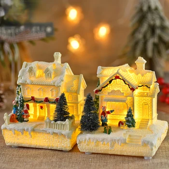 Novi Božićni led Svjetiljka, nakit, kuća, tar, mikro-krajolik, božićni kreativni sjajni kuća, božićni ukras za Dom