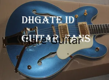 Običaj Gretch G6120T Chet Atkins Falcon Metalik Plava Jazz električna gitara S Šuplje Kućišta sa Dvostrukim Otvorom F, Most Tremolo Bigs