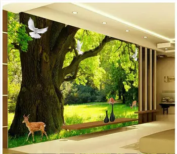 Običaj kvalitetne freske 3d photo 3d desktop zidne tapete visoke definicije moderne i jednostavne šumski krajolik 3D TV pozadina zida