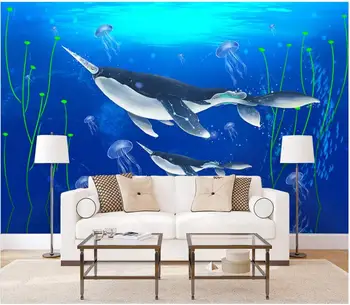 Običaj tapete za zidove 3 d Ručno oslikana podvodni svijet riba i meduza alge dječja soba pozadina desktop