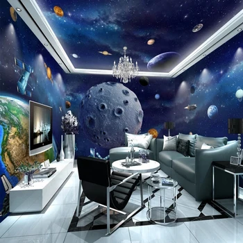 Običaj Veličina Svemir Galaxy Earth Tema Kozmičke Pozadine Pozadina za Dječje Spavaće sobe Dnevni boravak 3D Ukras Kuće