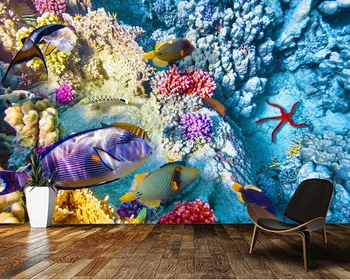 Papel de parede Koralji i tropske ribe podvodni svijet prirodne slikanje 3d pozadina, dnevni boravak tv zida spavaća soba restoran mural