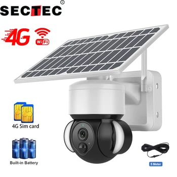 SECTEC 4G SIM WIFI Solarna Kamera 2MP H265 Outdoor Wireless Sustava VIDEONADZORA Solarni Panel za Sigurnosni Nadzor Kamera u Boji Svjetlost PIR