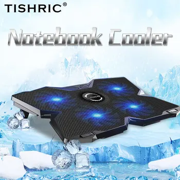 TISHRIC Osnovni Cooler za laptop Postolje za laptop Ventilator Hladnjaka za laptop Osnovni Hlađenja Radijator s 4 Fanovima i 2 USB priključka