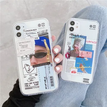 Umjetnički Prečac Transparentno Smiješno Trendi Torbica Za Telefon iPhone 14 13 12 11 Pro XS Max X XR 7 8 Plus SE2020 Pop prozirni Poklopac Meko Sjedalo