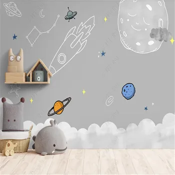 Uvučene Pozadina za Dječje Sobe Crtani film Svemirski Astronaut Oblak Dječja Soba Pozadina Desktop Home Dekor Freske 3d