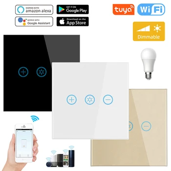 WiFi Pametan Dimmer Prekidač Svjetla Dodirni Prekidač Tuya Aplikaciju Za Upravljanje Stakleni Touchpad Tuya Lampa Wifi Bežični Daljinski Upravljač Podesiv Svjetlo