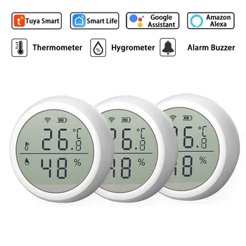 WIFI Senzor temperature I vlažnosti Tuya Smart Life Гидрометрический Termometar Detektor S LCD zaslon/Zvučni signal (3 pakiranja)