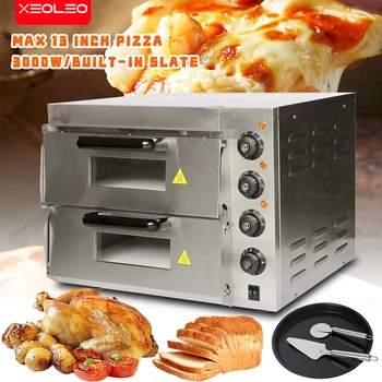 XEOLEO Poslovni Električna Pećnica 13 inča Za Pečenje Pizze dupli sloj Peć Za Pizzu Od Nehrđajućeg Čelika 3000 W Хлебопек