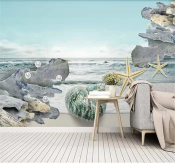 xuesu Prilagođenu pozadinu freska minimalistički skandinavski malo svježe 3D morske školjke krajolik pozadine zid 8d obloge