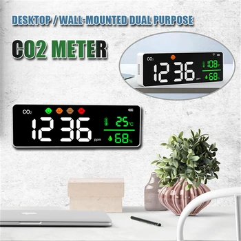 Zidni Punjiva Mjerač CO2 400-5000ppm Višenamjenski Digitalni Zaslon Ugljičnog Dioksida Senzor Temperature, Vlažnosti NDIR